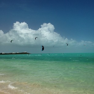  The women's heat is on the water! #windvibes2014 #kiteboarding #turksandcaicos 